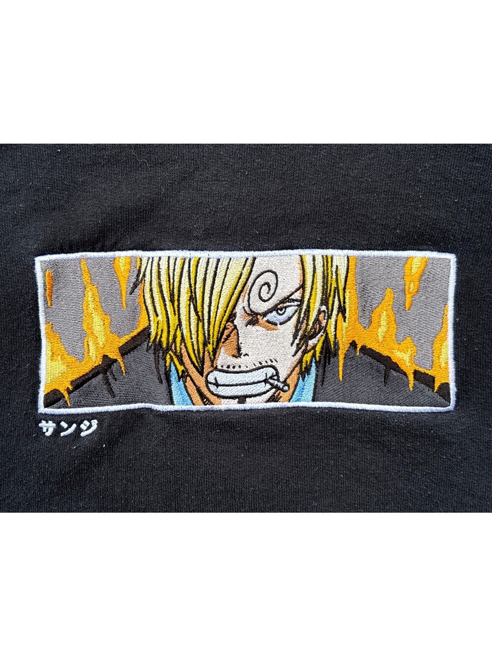 Sanji One Piece Embroidered Peeker eyes Hoodie Black 3XL anime streetwear